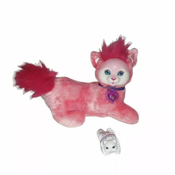 Kitty Surprise Plush Pink Multicolor Mom Cat 1 White Baby Kitten Stuffed Animal - Picture 1 of 7